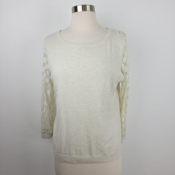 Sparrow Anthropologie Cashmere Blend Ivory Lace Sleeve Pullover Sweater Medium - Picture 1 of 10